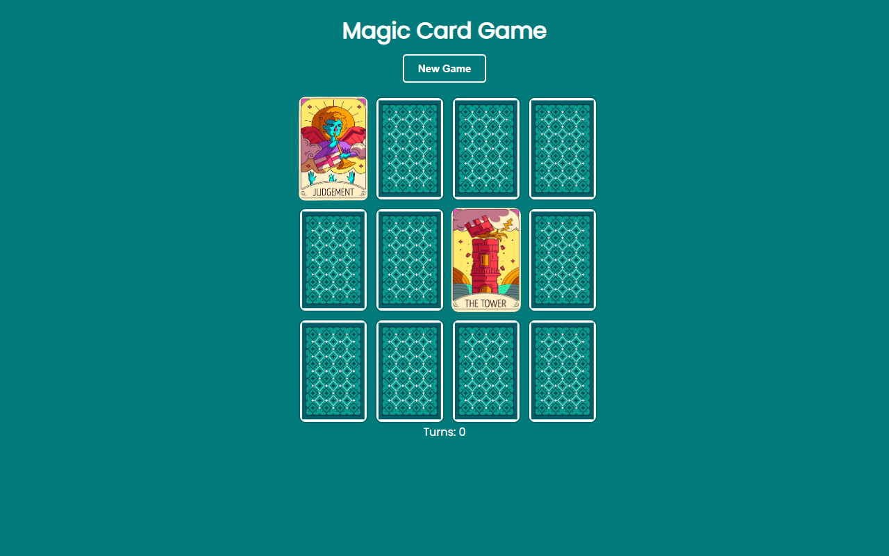 Screenshot of Card Matching game